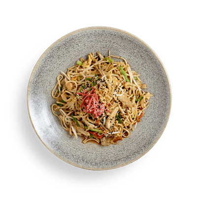 chicken + prawn yaki soba